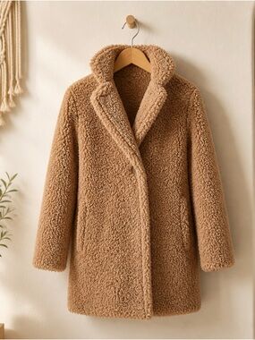 Uniqlo Plush Teddy Coat in Camel Brown R1